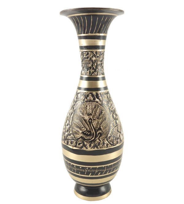 HANDICRAFT 7 INCH F VASE SARAS SHAPE BLACK ENAMELLED