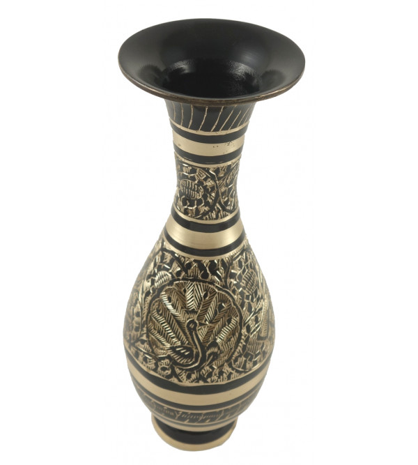 HANDICRAFT 7 INCH F VASE SARAS SHAPE BLACK ENAMELLED