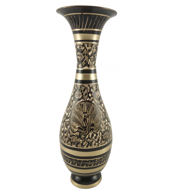 HANDICRAFT 9 INCH F VASE SARAS SHAPE BLACK ENAMELLED