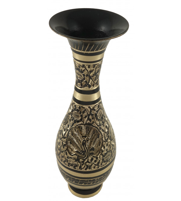 HANDICRAFT 9 INCH F VASE SARAS SHAPE BLACK ENAMELLED