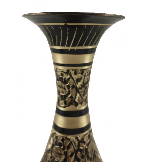 HANDICRAFT 9 INCH F VASE SARAS SHAPE BLACK ENAMELLED