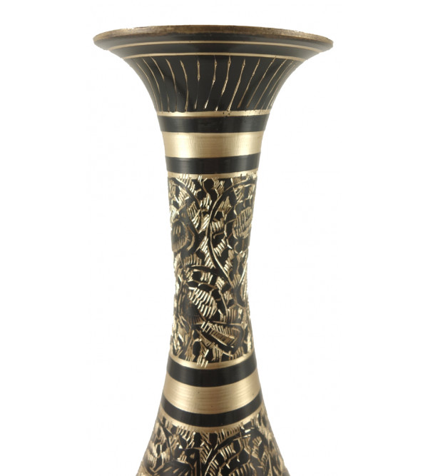 HANDICRAFT 11 INCH  F VASE SARAS SHAPE BLACK ENAMELLED