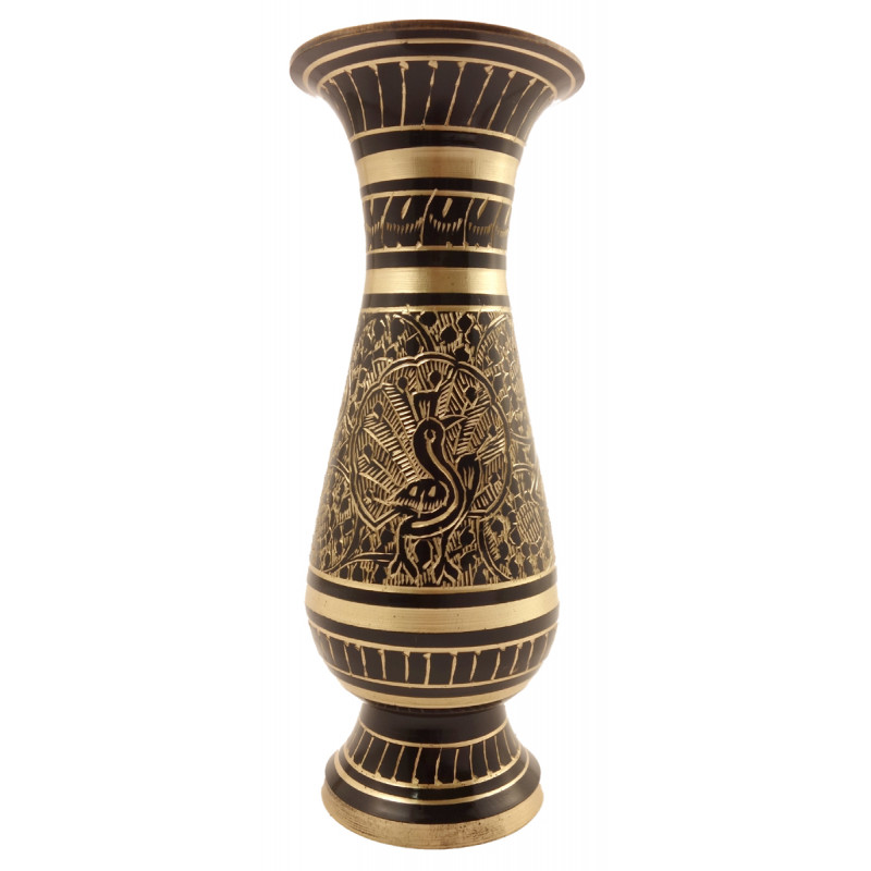 Handicrft Brass Glass Shape Col Enamelled Flower Vase 7 Inch 