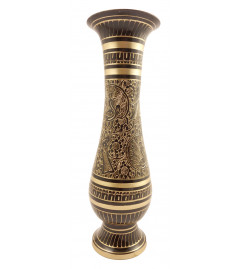 Handicraft Brass Glass Shape Col Enamelled Flower Vase 11 Inch 