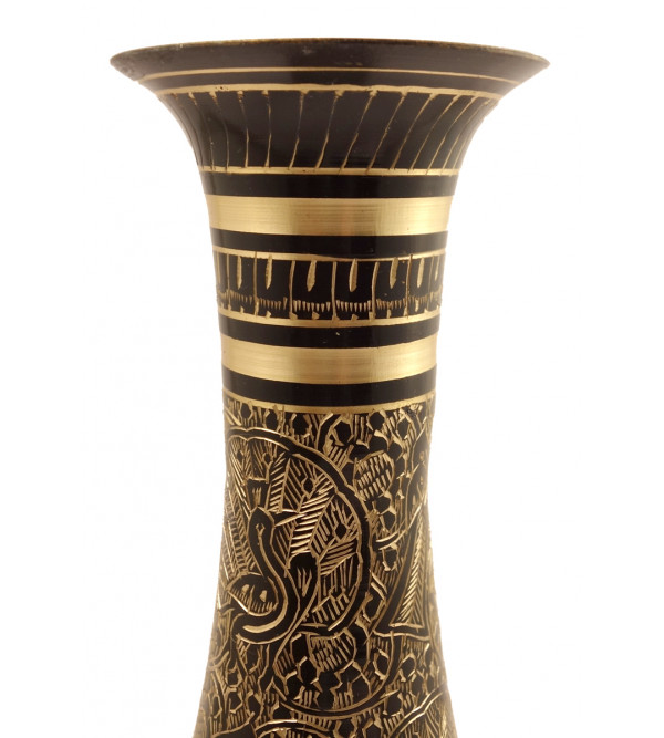Handicraft Brass Glass Shape Col Enamelled Flower Vase 11 Inch 