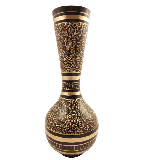 Handicrft Brass Flower Vase Bottle Shape Col Enamelled 11 Inch 