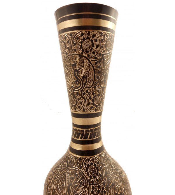 Handicrft Brass Flower Vase Bottle Shape Col Enamelled 11 Inch 