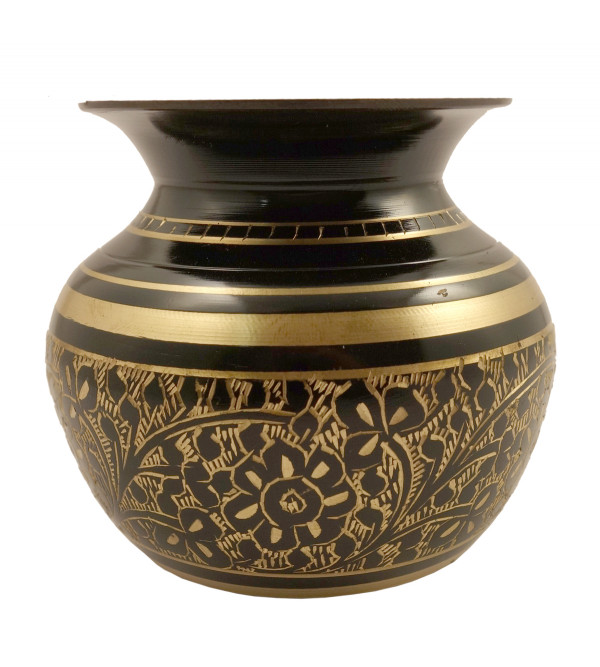 Handicraft Brass Ghara Black Enamel 3 Inch 