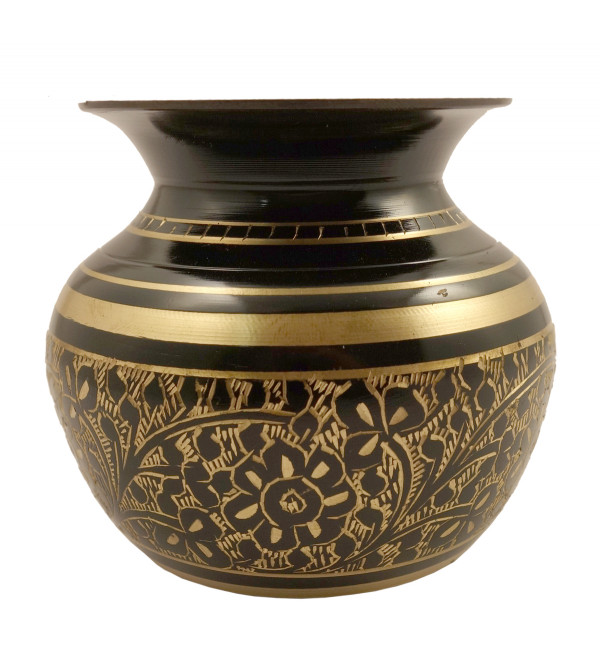 Handicraft Brass Ghara Black Enamel 4 Inch 