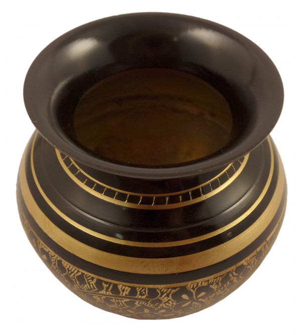 Handicraft Brass Ghara Black Enamel 4 Inch 