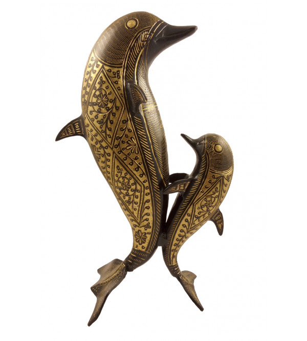 Handicraft Brass Dolphin Black Enamelled 