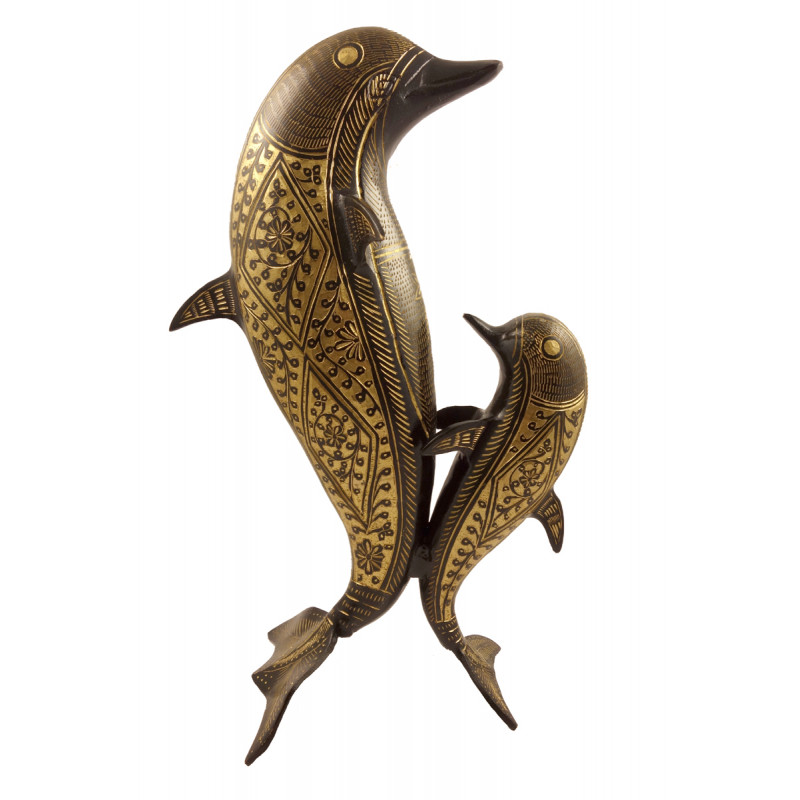 Handicraft Brass Dolphin Black Enamelled 
