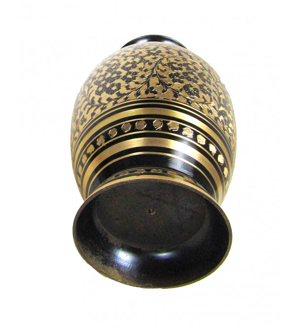Flower Vase Jar  Brass Enamelled  Black 11 Inch
