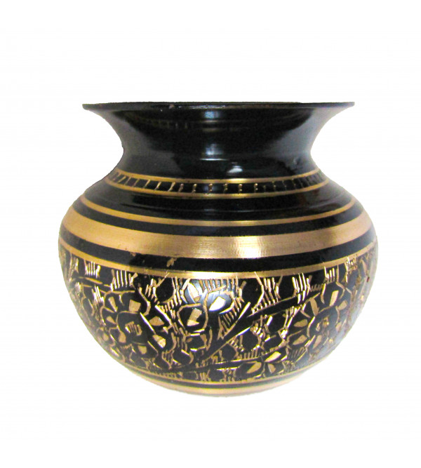  Brass Enamel Vase Black 2.5 Inch