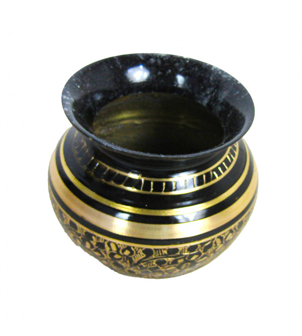  Brass Vase Enamel Black 3 Inch