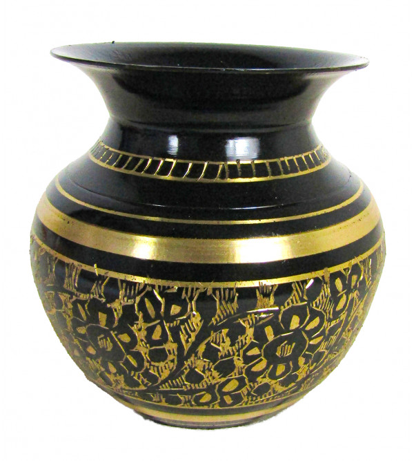 Brass Enamel vase Black 4 Inch