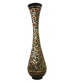 Flower Vase Bottle Shape Brass Enamel
