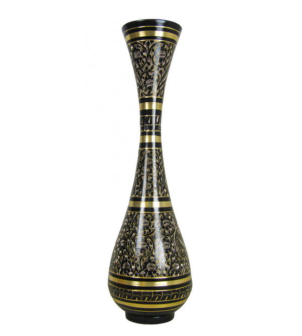 Flower Vase Bottle Shape Brass Enamel