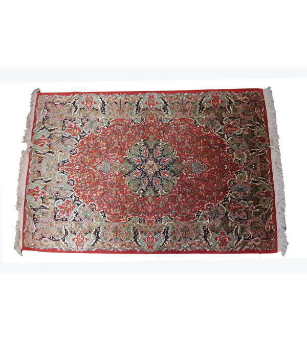 Kashmir Hand Knotted Silk x Silk Carpet Size 4 ft X 6 ft 