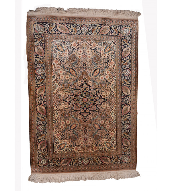 Kashmir Carpet Hand-knotted Silk x Silk Size 2.5ftx4ft
