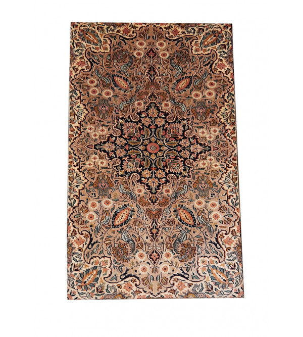 Kashmir Carpet Hand-knotted Silk x Silk Size 2.5ftx4ft