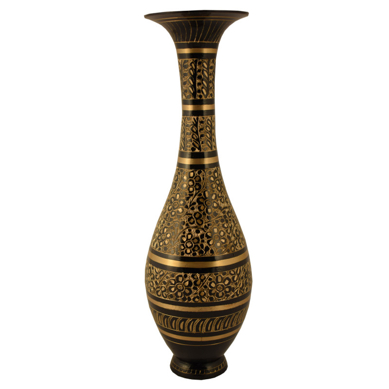 10 INCH SARAS FLOWER VASE BRASS ENAMEL COLOUR