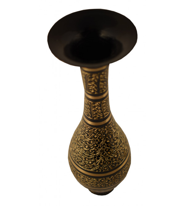 10 INCH SARAS FLOWER VASE BRASS ENAMEL COLOUR