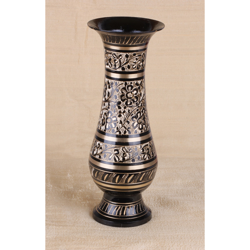 Flower Vase Glass Brass Black 8 Inch