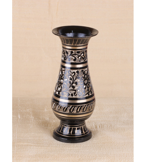 Flower Vase Glass Brass Black 6 Inch