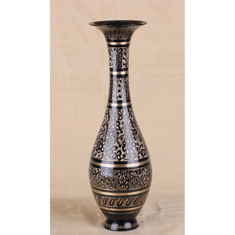 Saras Flower Vase Brass Black 11 Inch