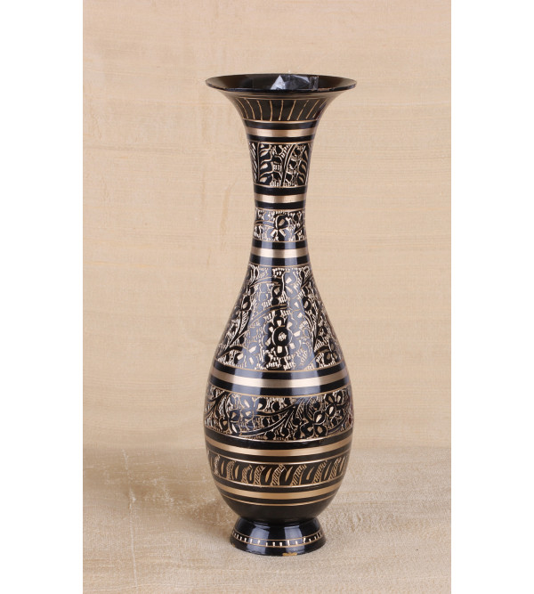 Saras Flower Vase Brass Black 10 Inch