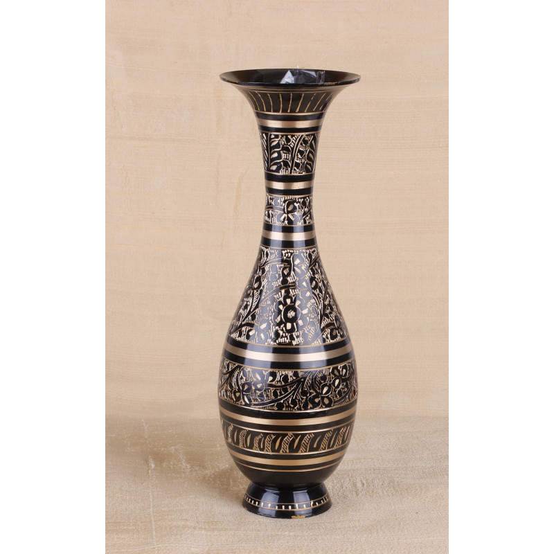 Saras Flower Vase Brass Black 10 Inch