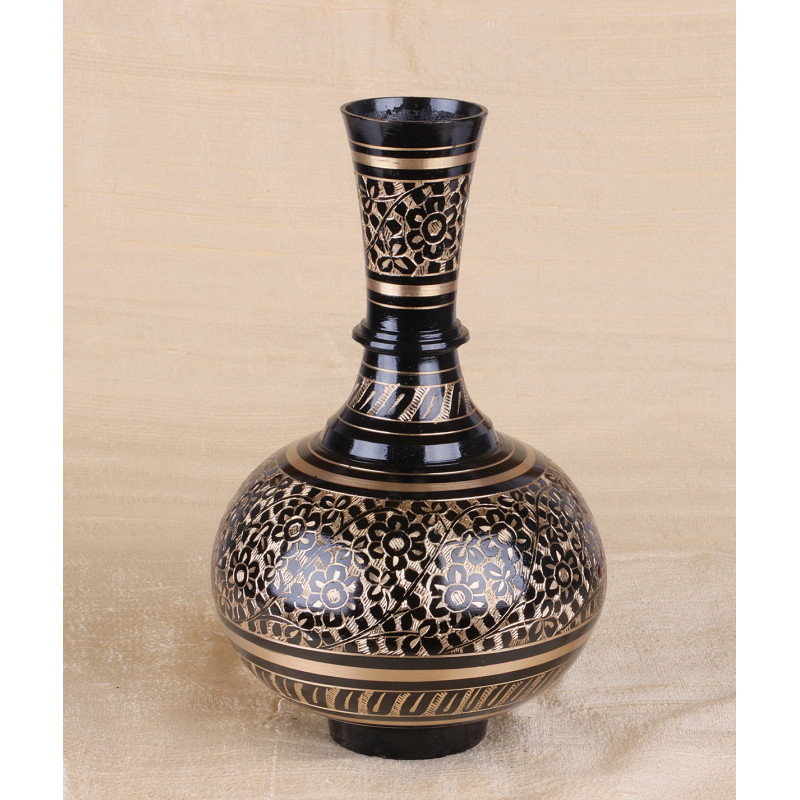Surahi Flower Vase Brass Black 8 Inch