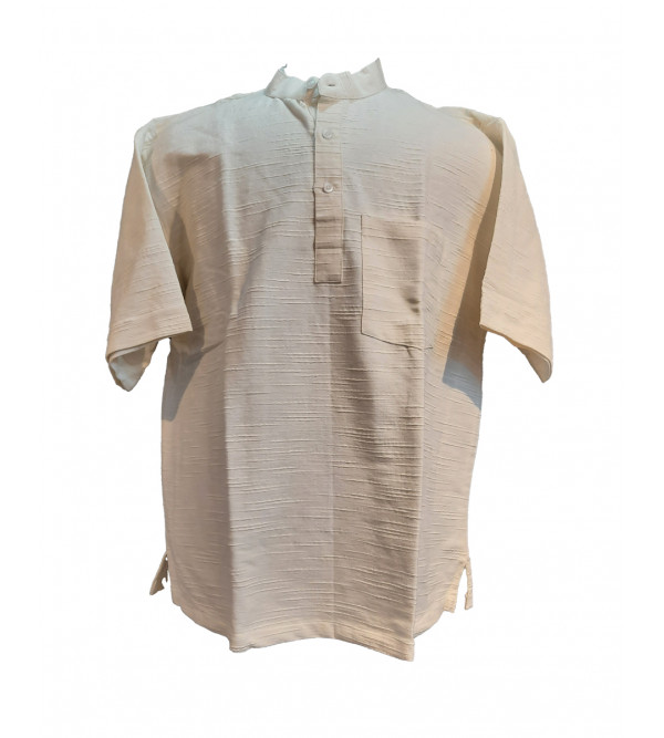 Plain Cotton Short Kurta Handloom Half Sleeve Size 48 Inch
