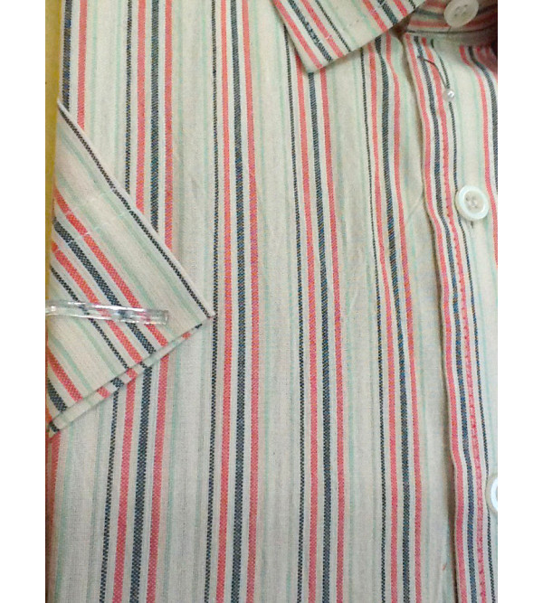 Cotton Stripe Shirt Half Sleeve Size 44 Inch