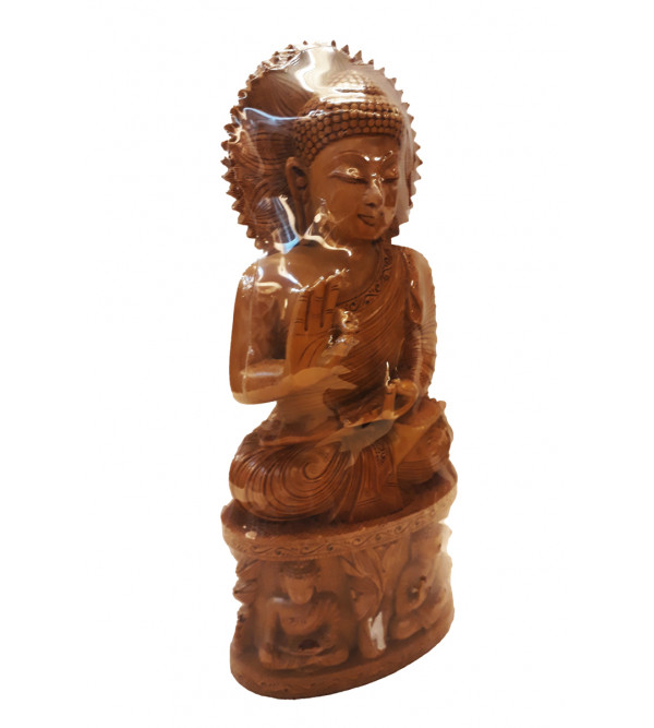 Sandalwood Handcrafted Sitting Lord Buddha Figurine