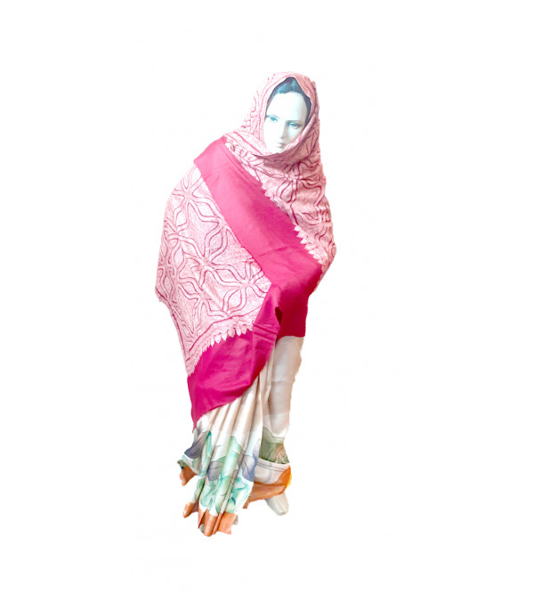 PURE PASHMINA SHAWL JAMA SOZINI WORK 40X80 INCH