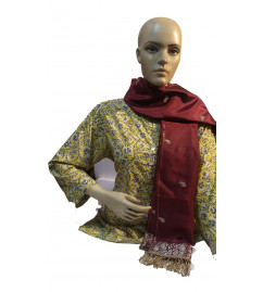 Banaras Silk Stole With Zari Work And Tassel Size 20x70 Inch