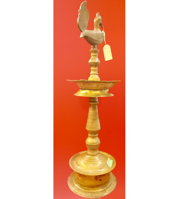 Oil Lamp Handcrafted In Brass Size 30 Inches