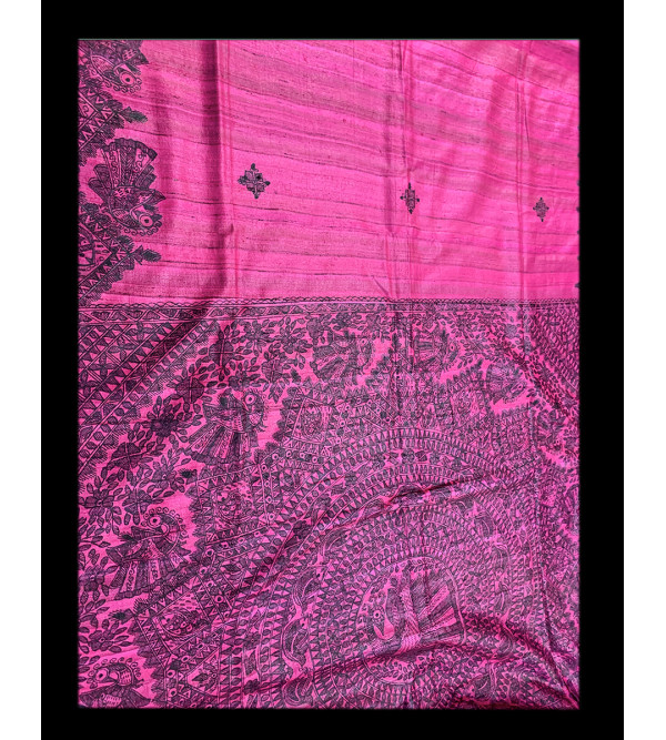 SAREE  SILK HAND PAINTED WITH BLOUSE MATKA 580GM