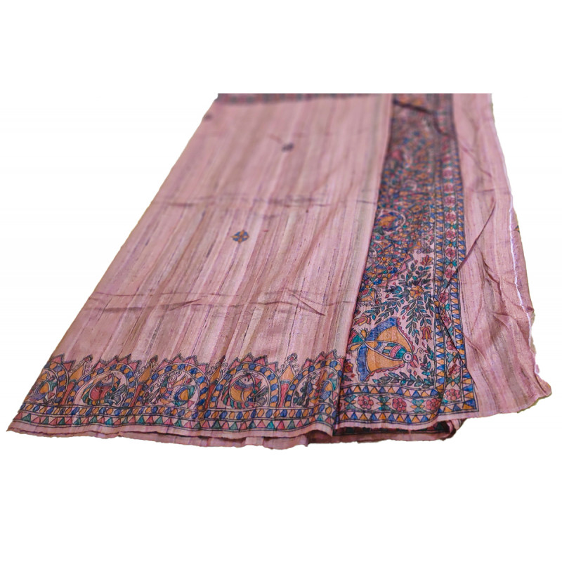 SAREE  SILK HAND PAINTED WITH BLOUSE MATKA 580GM