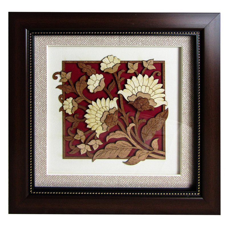 Wooden Art Pictures Floral 11  8 X 8 Inchs 