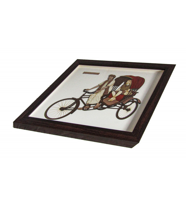 Wooden Art Pictures Cycle Rikshaw 9 X 10 Inchs 