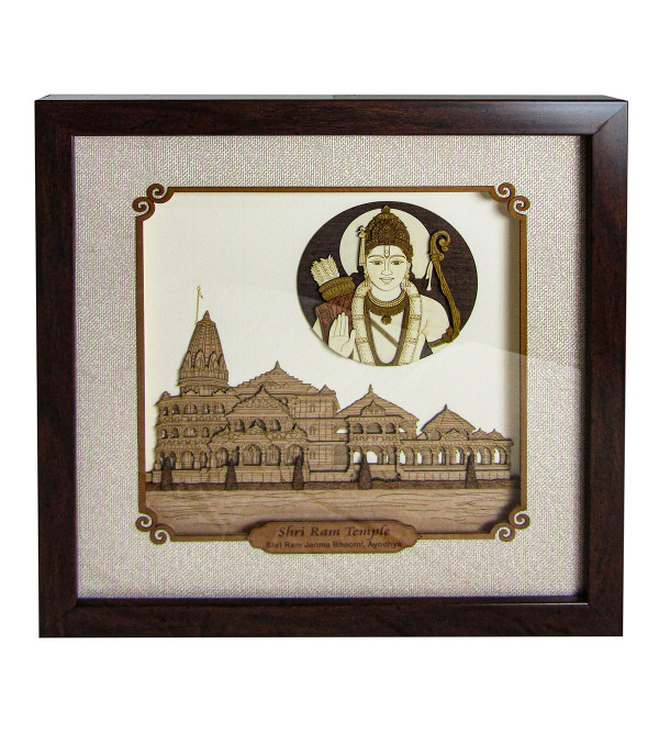 Wooden Art Pictures Shri Ram Mandir Ayodhya 12 X 12 Inchs 