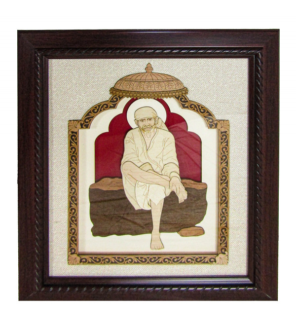 Wooden Art Pictures Saibaba 11 X 13 Inchs 