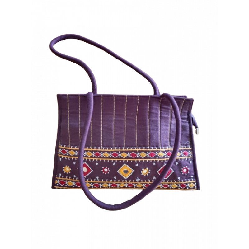 COTTAGE Handicrafts Women Mini Handbag Banjara Traditional Handle Bag Hand Purse Cotton handmade (Small 7x9 Inch handbag original Mirror work, Beads and Thread Handcraft Pouch