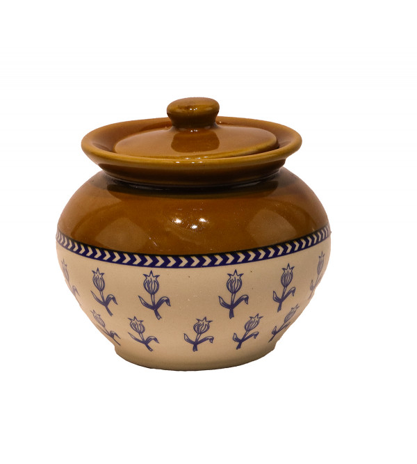 Cottage Ceramic Pickle Matki With Spl Wrk