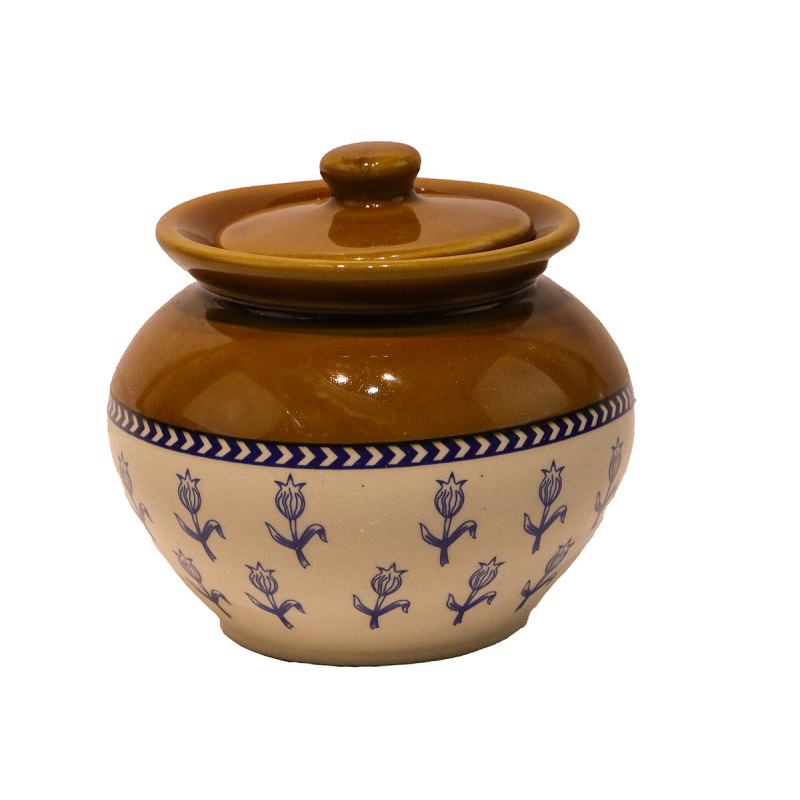 Cottage Ceramic Pickle Matki With Spl Wrk