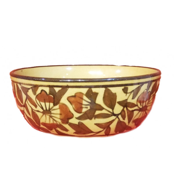 Khurja Pottery Bowl With Soup Spoon Size 5 Inch