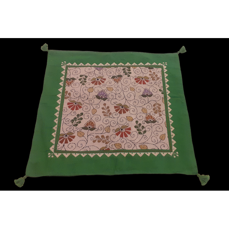 16X16 INCH KANTHA SILK CUSHION COVER